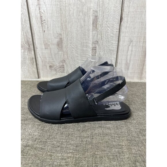 Sorel Womens 8.5 Black Slingback Sandals Flat Open Toe Shoes Summer Casual - Picture 4 of 7